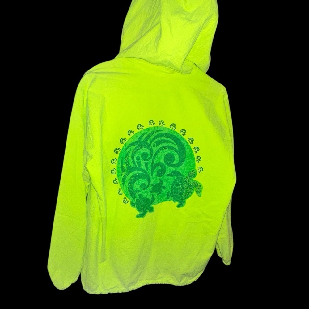 Yacht Club Lg Jacket Neon Green Hood Full Zip Kauai, Hawaii - Picture 2 of 4